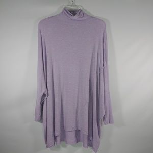 Free People Oversized 3/4 Sleeve Mock Neck Stretch Tunic Wool Blend XS Lavender